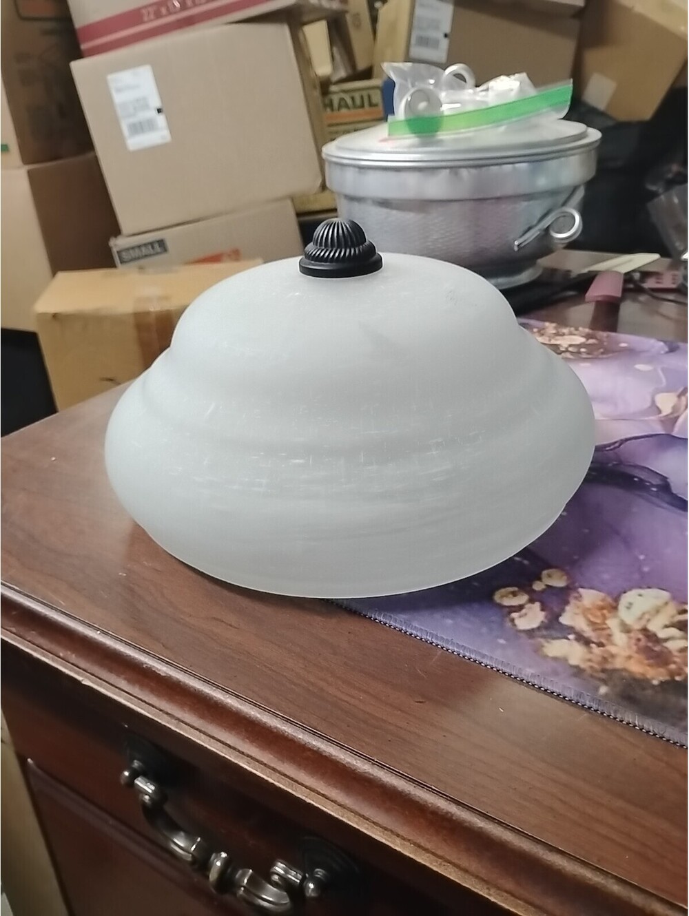 Craftsman Style Vintage White Frosted Glass 16" Glass Light Cover  Replacement